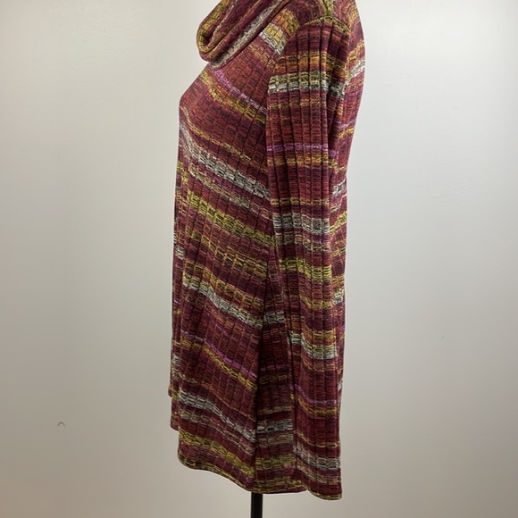 Maurices Cowl Neck Sweater SZ M Cut Out in Back Multicolor Stretchy Comfortable - Picture 5 of 12